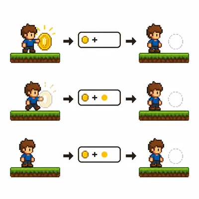 A sprite collects a coin, the score increases, and the coin hides.