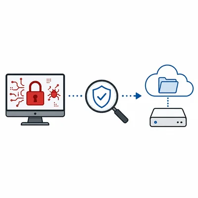 Backup verification before restoring a ransomware-infected computer.