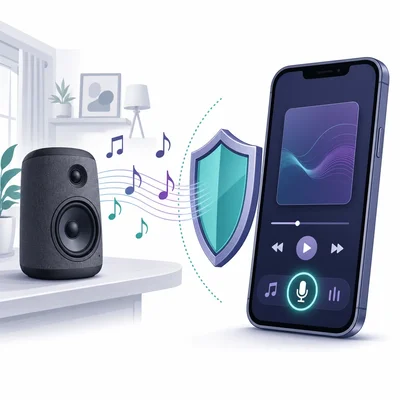 A music app using a microphone to identify nearby songs with a privacy shield symbol.