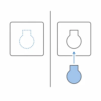Diagram showing an empty placeholder in a function and a supplied value fitting into it.