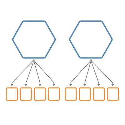 Two hexadecimal tiles each expanding into four bit tiles.