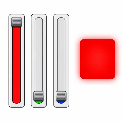 Red color channel is high while green and blue channels are low, producing a red swatch.