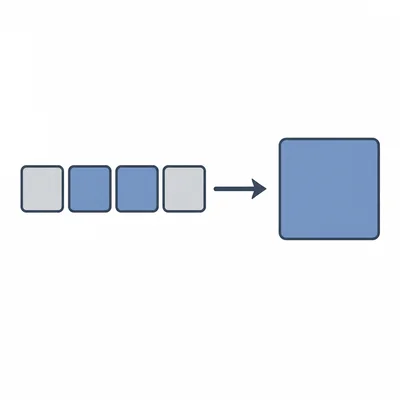 Four bit tiles grouped together and pointing to one larger hexadecimal tile.