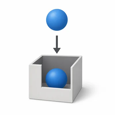A storage box holding an object, representing a variable storing information.