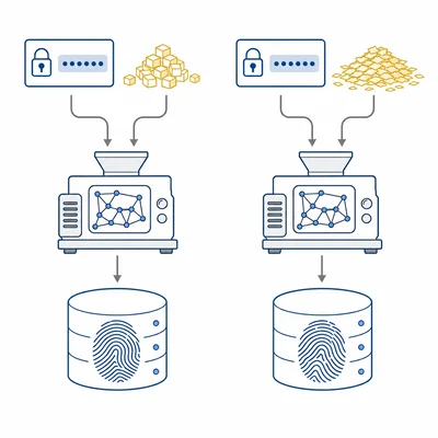 The same password with different salts produces different stored hashes.