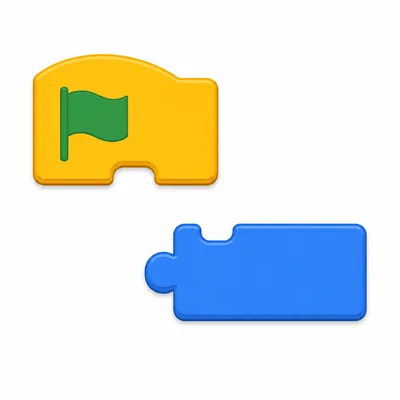 A motion block separated from a green-flag event block.