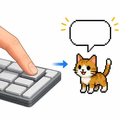 A key press causing a cat sprite to show an empty speech bubble.
