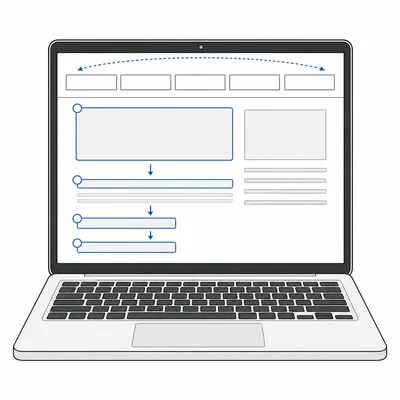 Diagram of keyboard navigation focus skipping over a website menu.