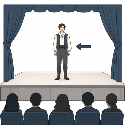 Stage diagram showing stage left from the actor’s point of view.