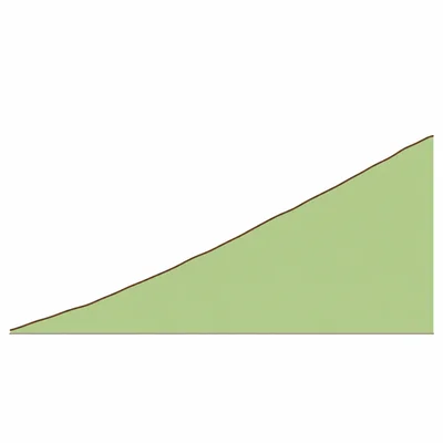 A topographic profile showing a continuous uphill slope.