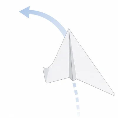 A glider with uneven wings turning left along a curved path.