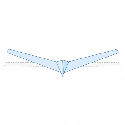 Front view of glider wings angled upward from the center.