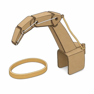 A model prosthetic finger has a weak rubber band that does not fully reopen it.