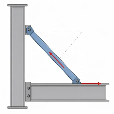 Diagram of a diagonal brace force resolved into a horizontal component.