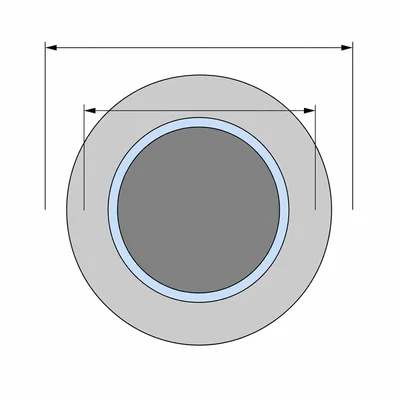Cross-section of a shaft inside a bearing with a highlighted clearance gap.