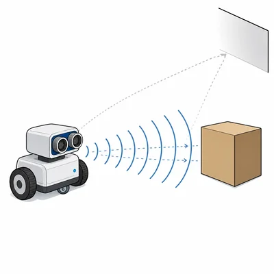 Robot ultrasonic sensor with mostly direct echoes and one stray reflection.