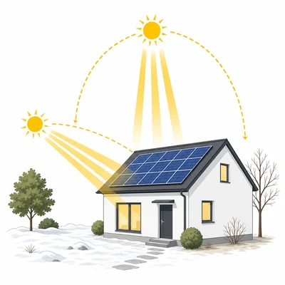 Solar panels receive stronger summer sunlight and lower winter sunlight.