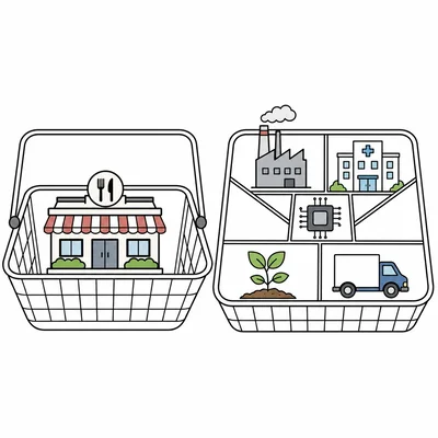 Comparison of one-company investing versus a diversified basket of different industries.