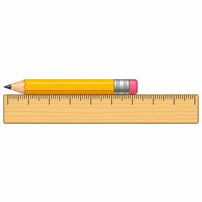 A sharpened yellow wooden pencil with a pink eraser placed horizontally next to a ruler with inch markings from 0 to 12. The pencil tip aligns exactly with the 0 inch mark and the eraser end aligns exactly with the 7 inch mark on the ruler.