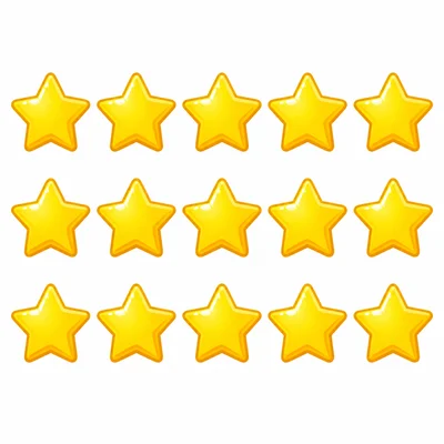 An array with 3 rows of 5 stars.