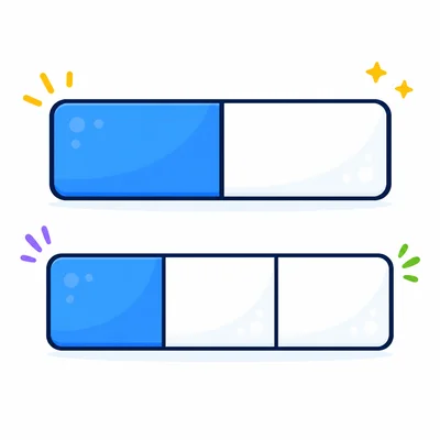 Two fraction bars comparing one half and one third.
