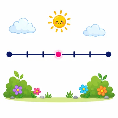 A divided number line with the third tick mark highlighted.