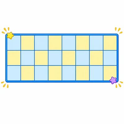 A rectangle area model with 8 columns and 3 rows.