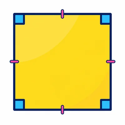 A square showing equal sides and right angles.