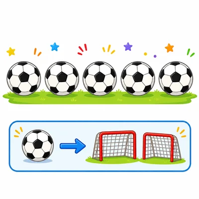 A pictograph with five soccer balls and a key showing each ball as two goals.
