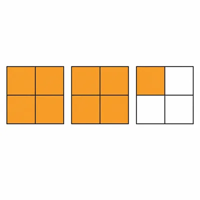 Two whole squares and one fourth of a third square shaded.