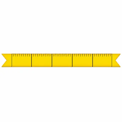 A ribbon divided into 5 equal sections, with each section subdivided into inch marks.