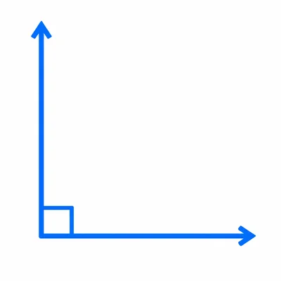 A right angle with a small square marker at the corner.