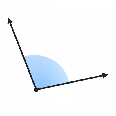 An obtuse angle with a wide opening.