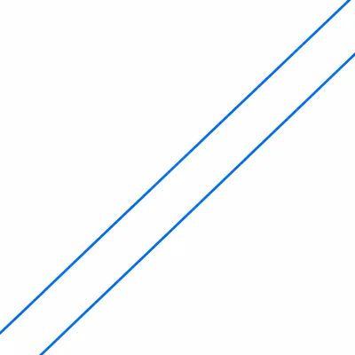 Two parallel lines that stay the same distance apart.