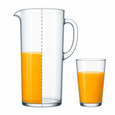 A drink container split into two servings with one serving poured into a cup.