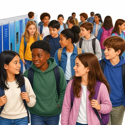 A crowded school hallway where students can barely move.