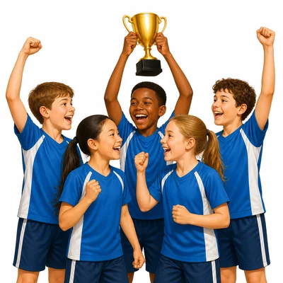 Students cheer after winning a game.