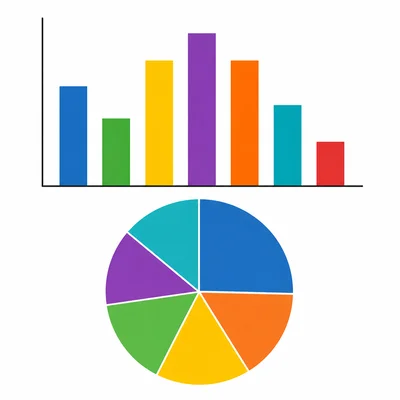 A page showing a bar graph and pie chart without labels.