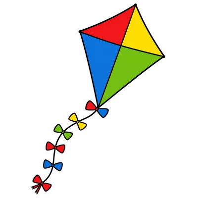 A colorful kite with a tail