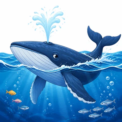 A large whale swimming and breathing at the ocean surface.