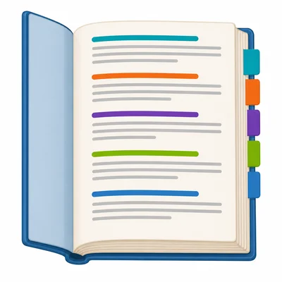 A glossary-style book page with word entries and definition lines.