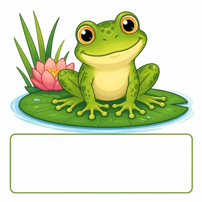 A frog picture with a blank caption area underneath.