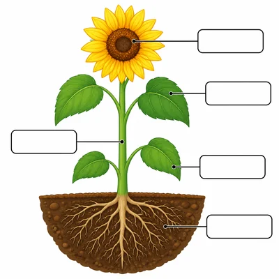 A plant diagram with pointer lines to blank labels.