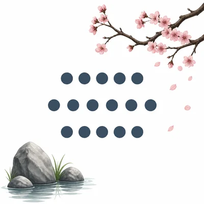 Three rows of syllable dots in a haiku pattern.
