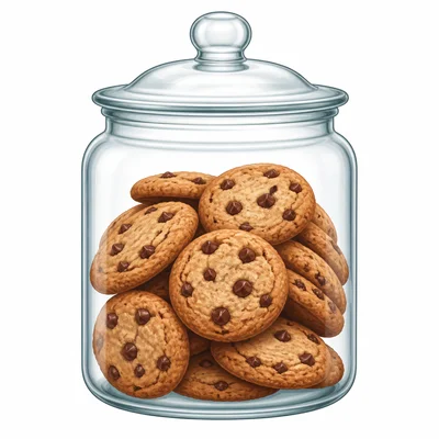 Cookies inside a glass jar.