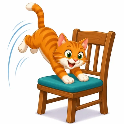 A cat jumping onto a chair.