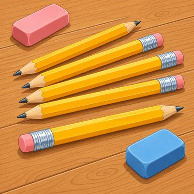 Yellow pencils on a desk.