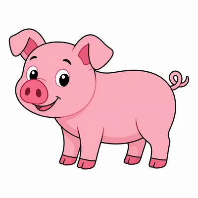 A pink pig standing sideways