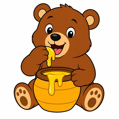 A bear eats honey.