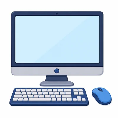 A desktop computer with a blank screen.